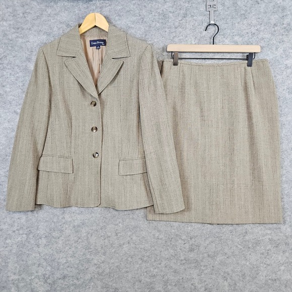 Evan Picone Skirt Suit Set Women's Size 10 Beige Blazer Career Business Church - Picture 1 of 10